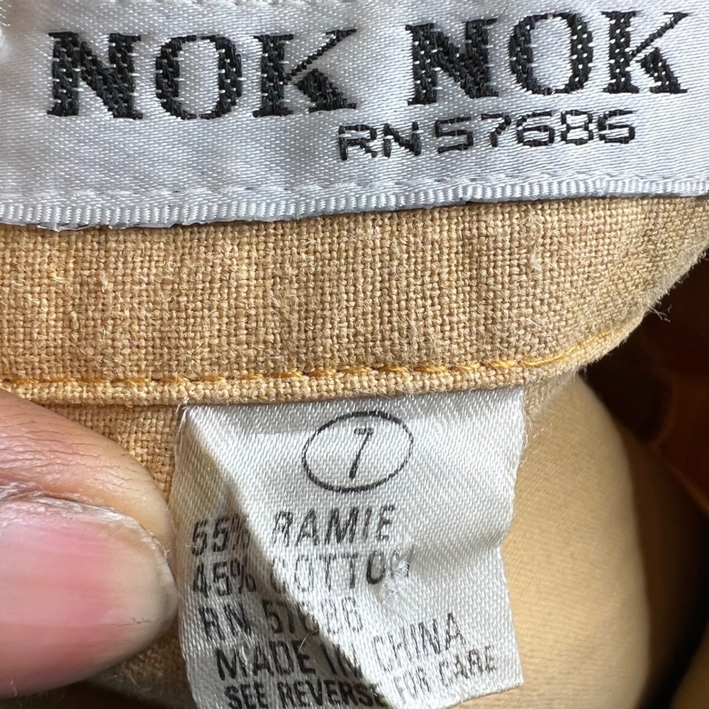 Vintage Nok Nok Mustard Yellow Cropped Blazer Ramie Cotton Punk 80s Jacket 7 - Picture 4 of 7